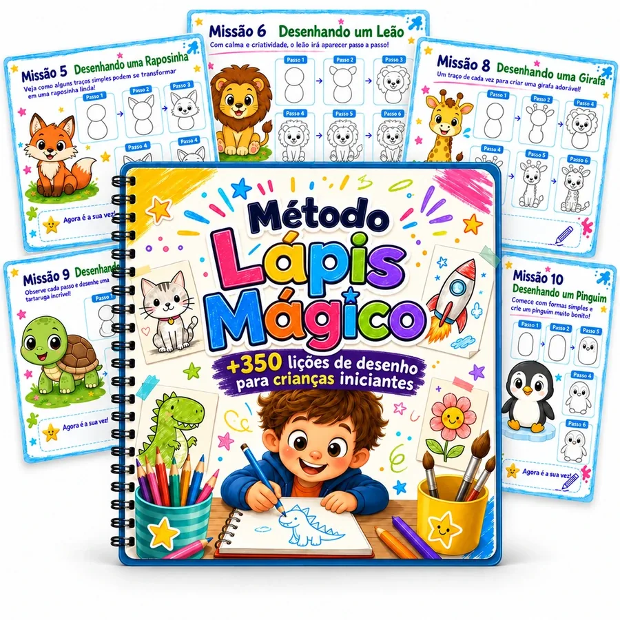 Kit Básico com mais de 350 lições de desenho para crianças iniciantes